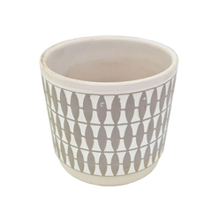 White & Grey Geometric Matte 10cm Plant Pot