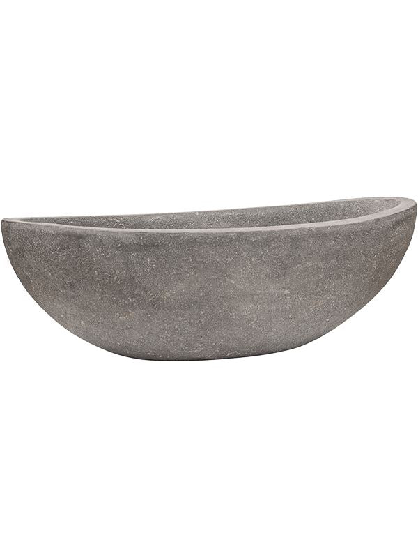 Baq Polystone Plain Plant Pot 13cm Height 18cm Dia Boat Grey