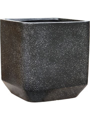 Baq Terrazzo Plant Pot 46cm Height 38cm Dia Rounded Cube Black Pots & Planters