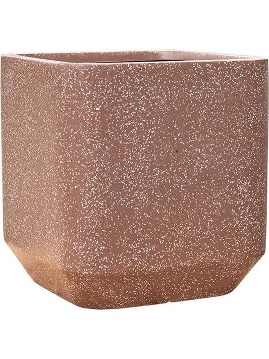 Baq Terrazzo Plant Pot 46cm Height 38cm Dia Rounded Cube Mocha Pots & Planters