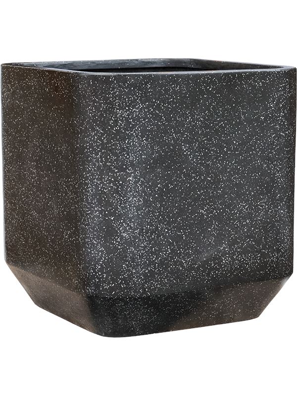Baq Terrazzo Plant Pot 56cm Height 48cm Dia Rounded Cube Black Pots & Planters
