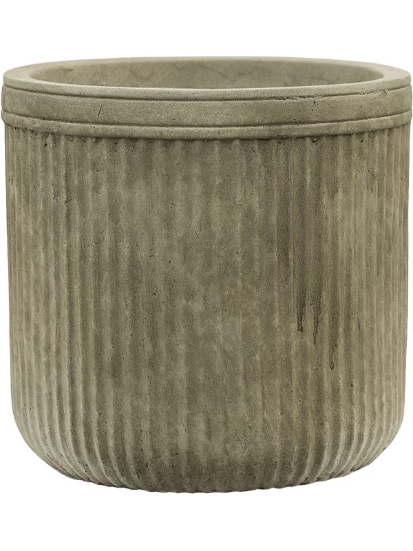Baq Vertical Rib Plant Pot 24cm Height 19cm Dia Cylinder Green Pots & Planters