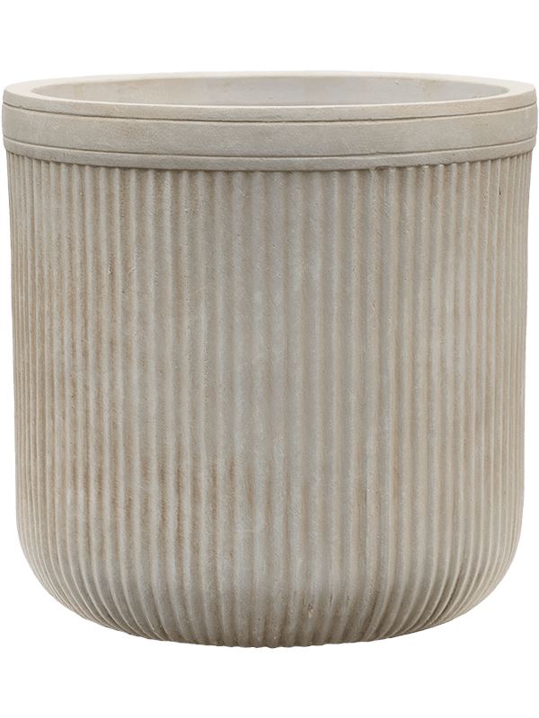 Baq Vertical Rib Plant Pot 40cm Height 36cm Dia Cylinder Beige Pots & Planters