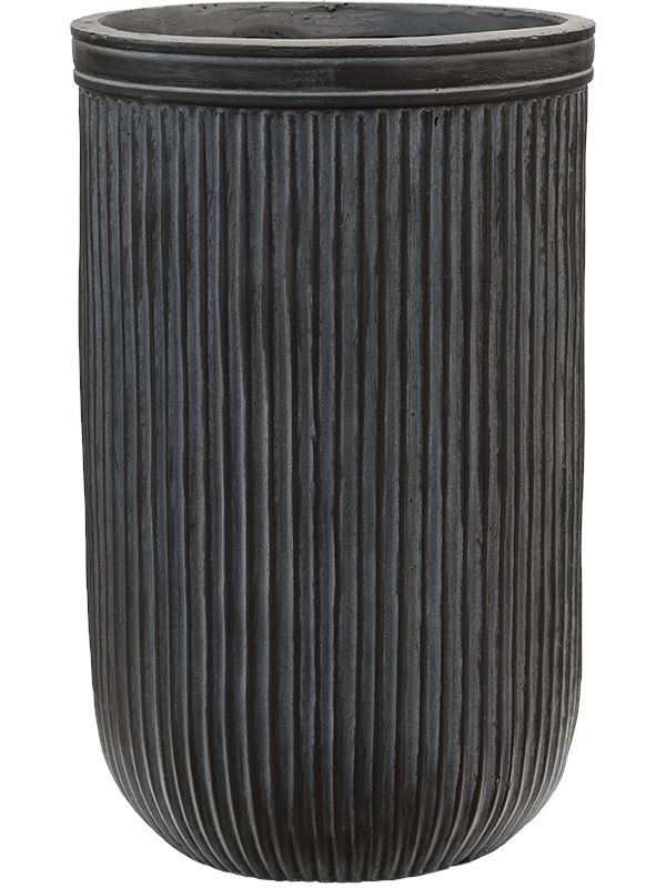 Baq Vertical Rib Plant Pot 47cm Height 26cm Dia Cylinder Anthracite Pots & Planters