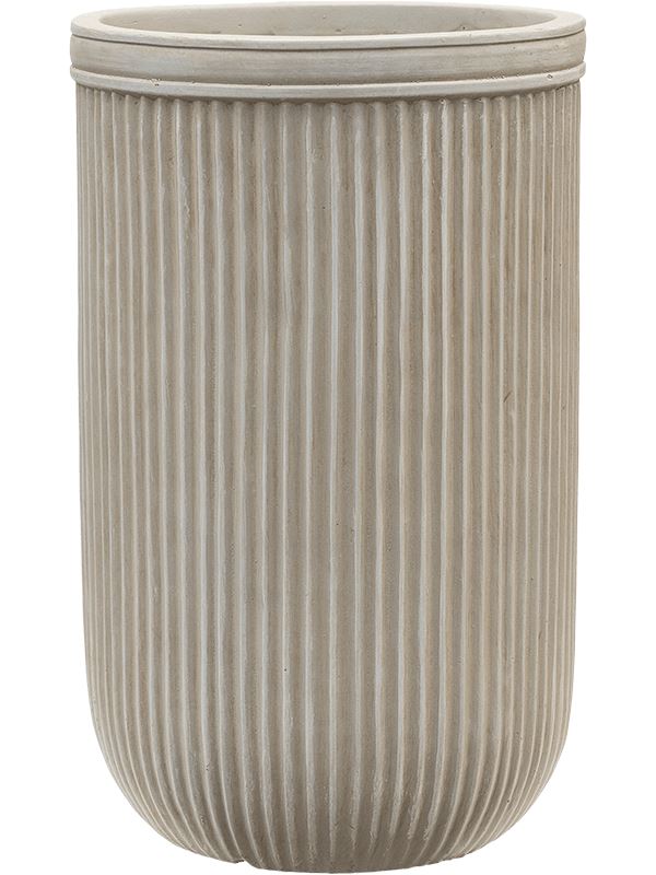Baq Vertical Rib Plant Pot 47cm Height 26cm Dia Cylinder Beige Pots & Planters