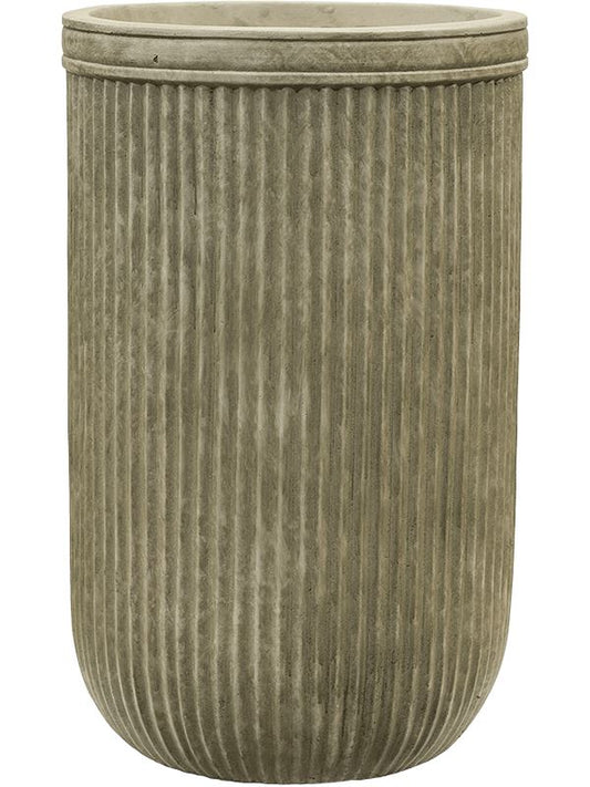 Baq Vertical Rib Plant Pot 47cm Height 26cm Dia Cylinder Green Pots & Planters