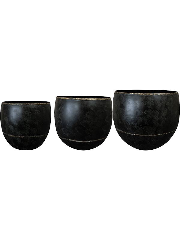 Belia Plant Pot 33cm Height cm Dia Pot Vintage Black (set of 3)