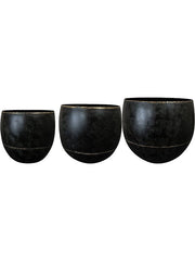 Belia Plant Pot 33cm Height cm Dia Pot Vintage Black (set of 3)