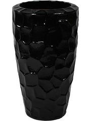Cascara Plant Pot 75cm Height 34cm Dia Partner Relief Black Shiny Pots & Planters