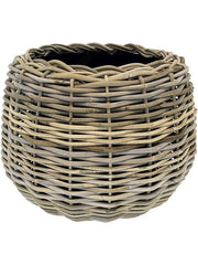 Drypot Rattan Tina Plant Pot 44cm Height 34cm Dia Round Grey Pots & Planters