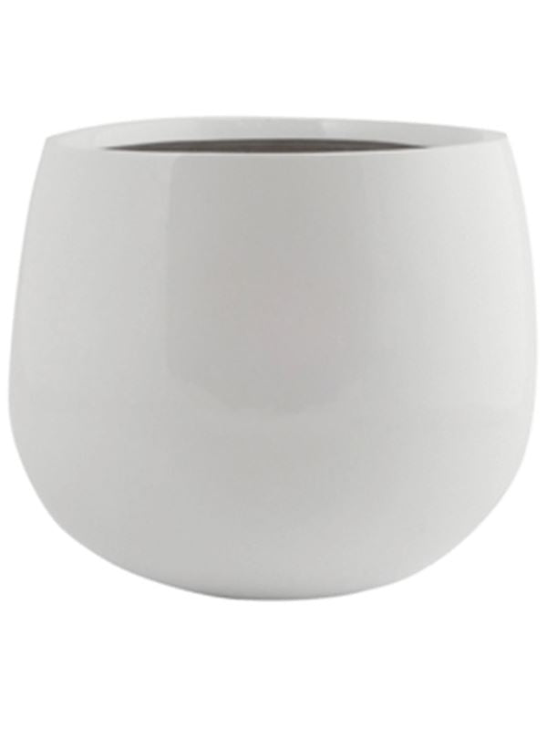 Fiberstone Plant Pot 22cm Height 18cm Dia Kevan M Glossy White Pots & Planters