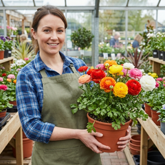 Ranunculus Growers Colour Mix Plants, Persian Buttercup, Spring Flowering, Outdoor Garden Ready, 1 Litre Root-Ball