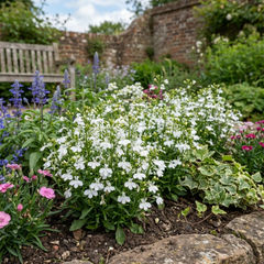 Set of 3 or 6 Lobelia Upright Sweet Springs White Flowering Plants, Summer Flowering Bedding, Garden Ready, 10.5cm Root Ball