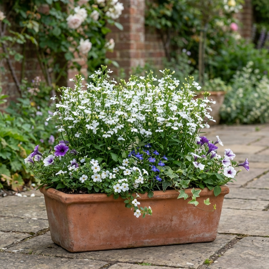 Set of 3 or 6 Lobelia Upright Sweet Springs White Flowering Plants, Summer Flowering Bedding, Garden Ready, 10.5cm Root Ball