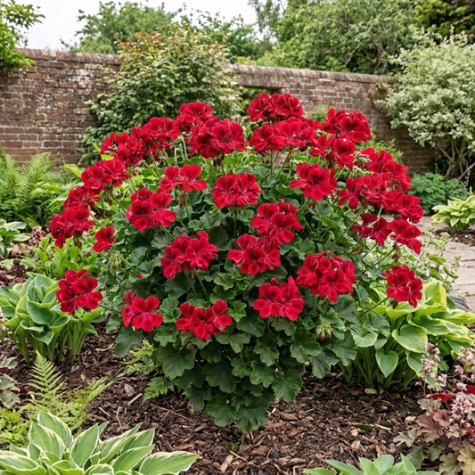 1 Large Plant - Geranium Calliope Red Splash, Outdoor Garden Ready, 2L Pot