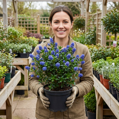 Ceanothus Concha Plant, Hardy Evergreen Blue Flowering Shrub, California Lilac, Litre Root-Ball