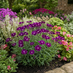 Set of 3 or 6 Large Plants - Dianthus Oscar Purple Star, Outdoor Garden Ready