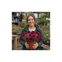 1 Large Plant - Petunia Rimarkable Cherry, Ready to Plant in Your Garden, 2L Pot