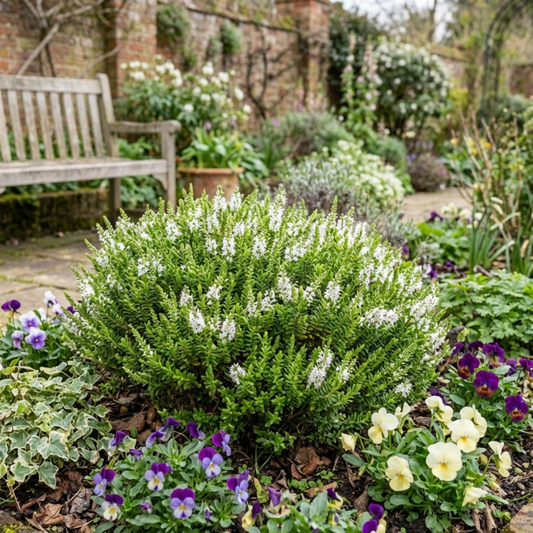 Hebe Sutherlandii Hardy Evergreen Flowering Perennial Shrub Plants, Outdoor Garden Ready, 1 Litre Root-Ball