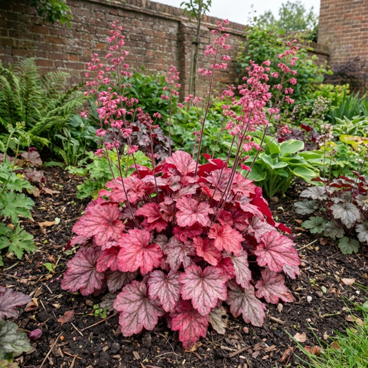 1 Heuchera Pink Fizz Coral Bells Plant, Hardy Evergreen Perennial, 17cm Root Ball