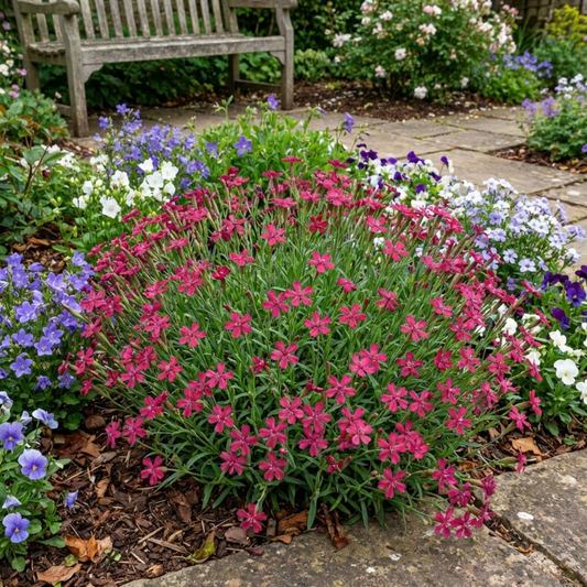 Silene Schafta Hardy Perennial Plants, Pink Flowering Ground Cover for Rockery, Litre Root Ball