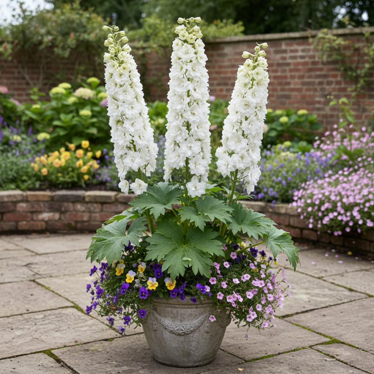 Set of 3 or 6 Delphinium Pacific Giants Galahad Hardy Perennial Plants, Tall Cottage Garden Flowers, Outdoor Garden Ready, 1 Litre Root-Ball