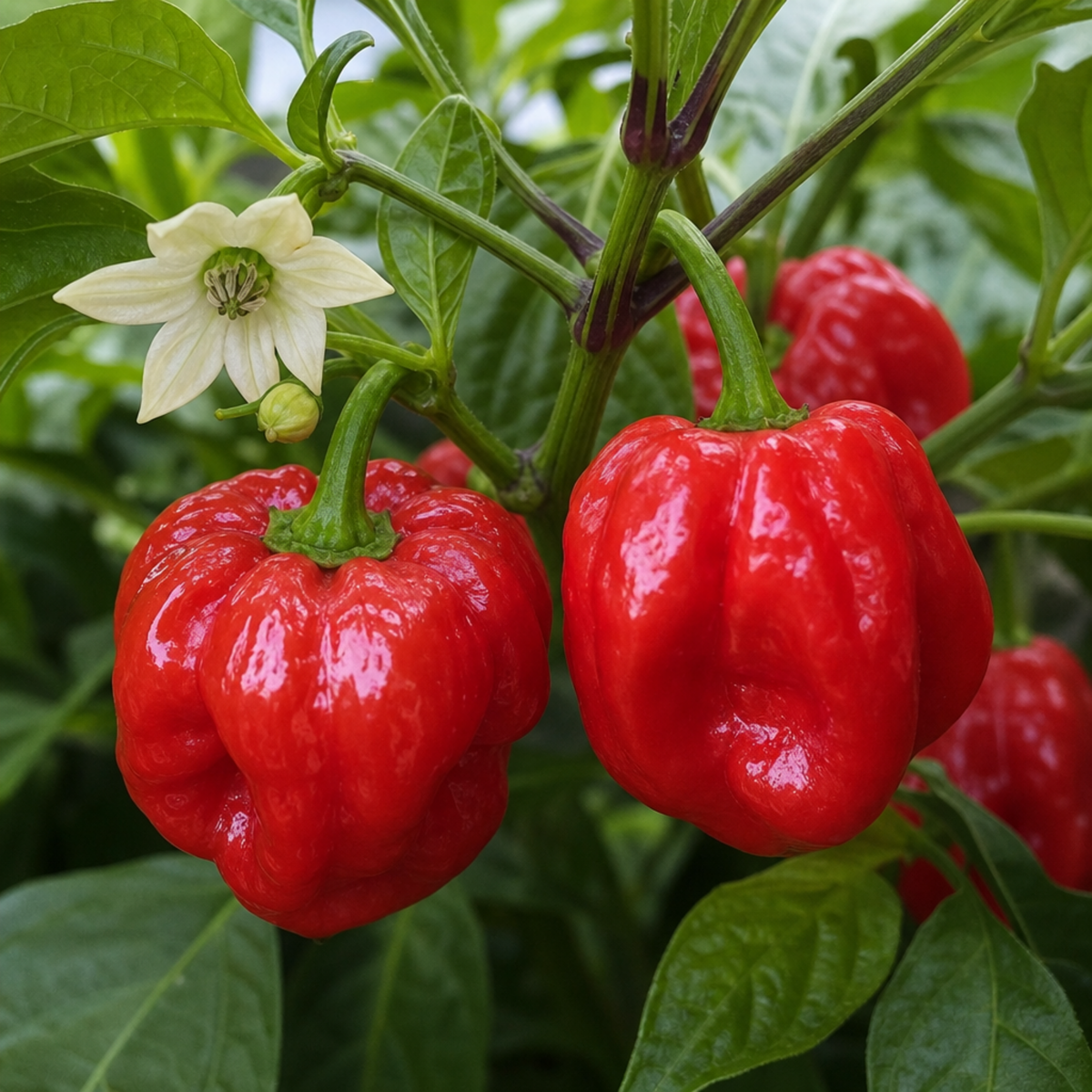 1 Scotch Bonnet Chilli Pepper Plant, Fresh Live Hot Pepper, Garden Ready, 2 Litre Root Ball