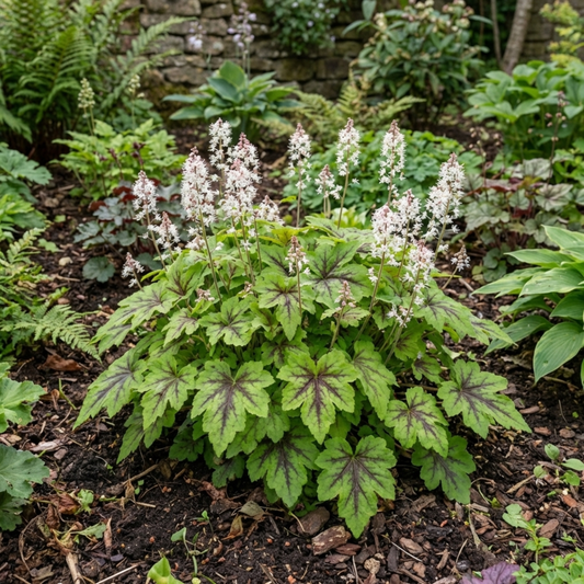 1 Tiarella Angel Wings Foam Flower Plant, Hardy Shade Loving Perennial, 2 Litre Root Ball