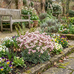 Saxifrage Ice Colours Appleblossom Plants, Hardy Alpine Rock Garden Perennial, Outdoor Garden Ready, 1 Litre Root-Ball