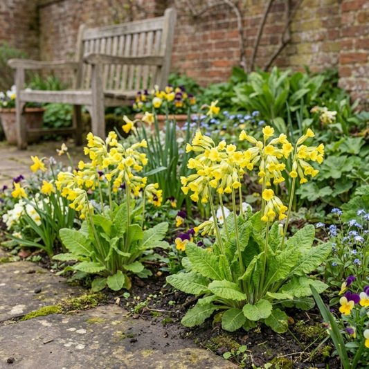 Primula Veris Yellow Cowslip Primrose Plants, Hardy Perennial, Spring Flowering, Outdoor Garden Ready, 1 Litre Root-Ball