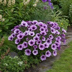 1 Large Plant - Petunia Sanguna Mega Purple Vein, Outdoor Garden Ready, 2L Pot