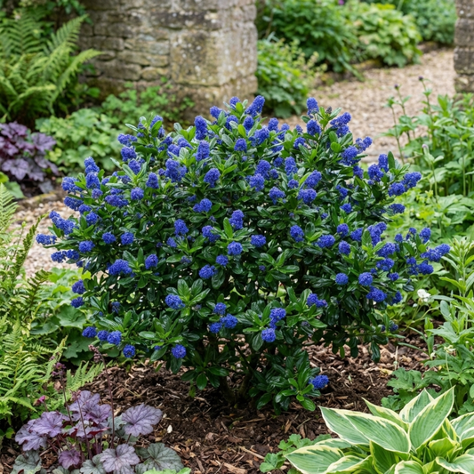 Ceanothus Puget Blue Plant | California Lilac Hardy Evergreen Blue Flowering Shrub, 3L Root-Ball