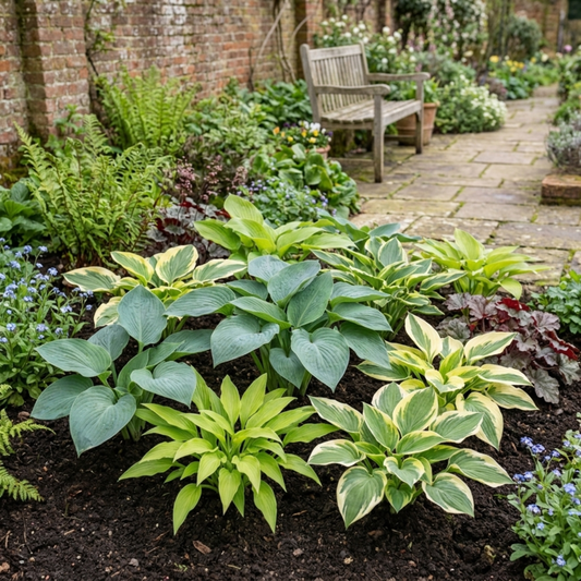 Hosta Growers' Mix Plants, Outdoor Garden Ready Hardy Shade Perennials, 1 Litre Root Ball