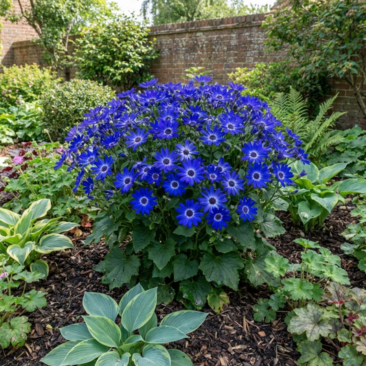 Senetti Kobalt Blue Pericallis Daisy Plant, Vibrant Outdoor Summer Bedding, 17cm Root Ball