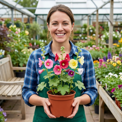 Hollyhock Growers Mix Hardy Cottage Garden Perennial Plants, Bee Friendly, Outdoor Garden Ready, 1 Litre Root-Ball