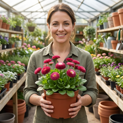 Bellis Habanera Rose Pink Double Daisy Plant, Hardy Perennial Spring Bedding, 2Ltr Root Ball