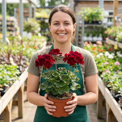Set of 6 Large Plants-Geranium Calliope Dark Red, Ready To Plant In Your Garden