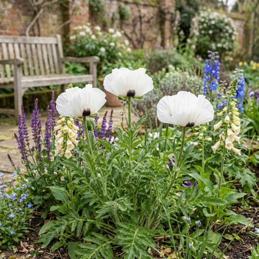 Papaver Orientale Royal Wedding Poppy Plants, Garden Ready Hardy Perennial, 1 Litre Root Ball