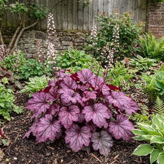 1 Heuchera Wild Rose Coral Bells, Shade Loving Hardy Evergreen Perennial Plant, 2 Litre Root Ball