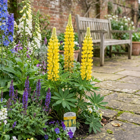 Yellow Lupin Perennial Plants, Hardy Cottage Garden Ready, Summer Flowering, 1 Litre Root Ball