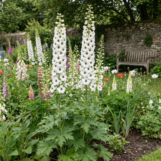 Set of 3 or 6 Delphinium Pacific Giants Galahad Hardy Perennial Plants, Tall Cottage Garden Flowers, Outdoor Garden Ready, 1 Litre Root-Ball