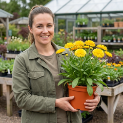Calendula Fiesta Yellow Pot Marigold Plant, Spring & Autumn Bedding, Pollinator Friendly, 2 Litre Root Ball