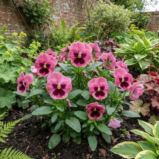 Hardy Pansy Plants Pink with Blotch, Garden Ready Spring & Autumn Flowering, 3Ltr Root Ball
