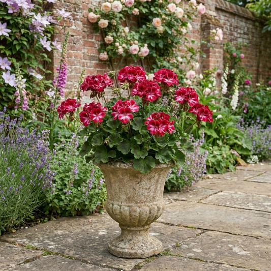1 Geranium Calliope M Red Splash, Hardy Outdoor Summer Flowering Patio Plant, 5 Litre Root-Ball