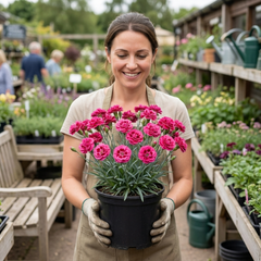 1 Cottage Pink Dianthus Sugar Raspberry, Hardy Summer Flowering Perennial, Garden Ready, 5L Root Ball