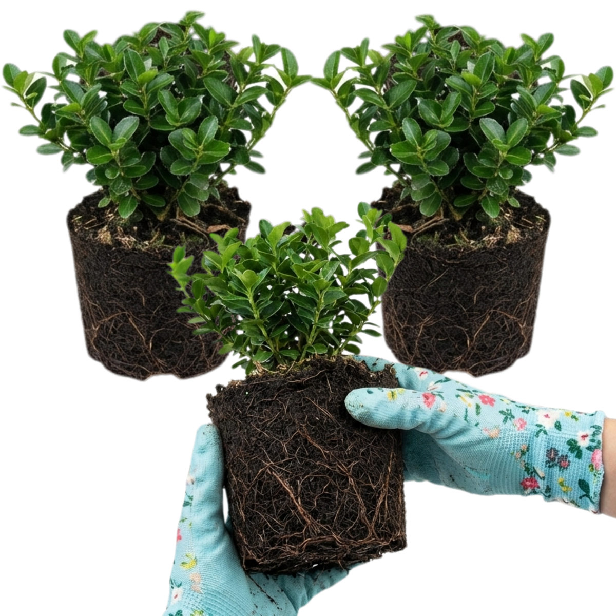 Euonymus Microphyllus Hardy Evergreen Shrub Plants, Japanese Spindle Hedge, Box Blight Alternative, Outdoor Garden Ready, 1 Litre Root-Ball