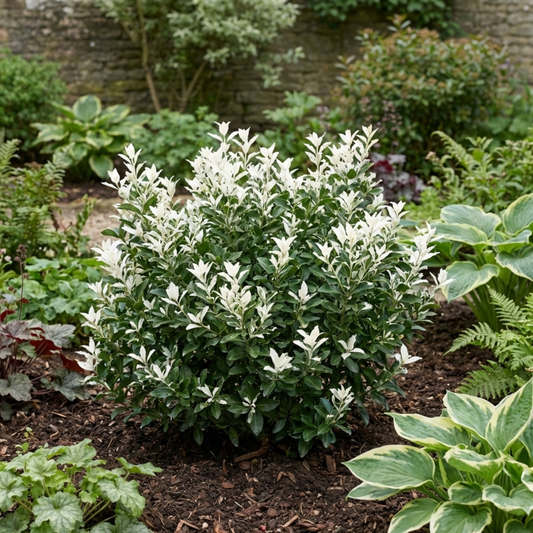Euonymus Japonicus Paloma Blanca Plant, Hardy Evergreen Shrub for Garden, 7.5 Litre Root-Ball
