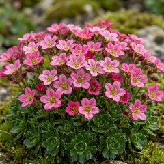 Saxifrage Marto Rose Hardy Alpine Evergreen Perennial Plants, Pink Rockery Ground Cover, Outdoor Garden Ready, 1 Litre Root-Ball