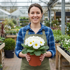 Primrose Queen White Hardy Perennial Plants, Spring Flowering, Outdoor Garden Ready, 1 Litre Root-Ball