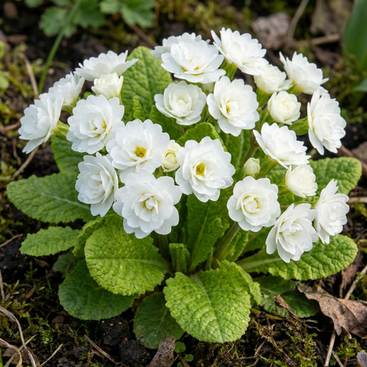 Primula Little Queen White Hardy Perennial Plants, Spring Flowering, Outdoor Garden Ready, 1 Litre Root-Ball